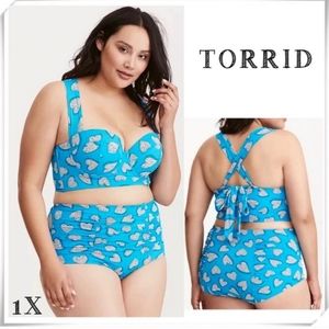 EUC TORRID BLUE HEART 💙 SWIMSUIT 1X